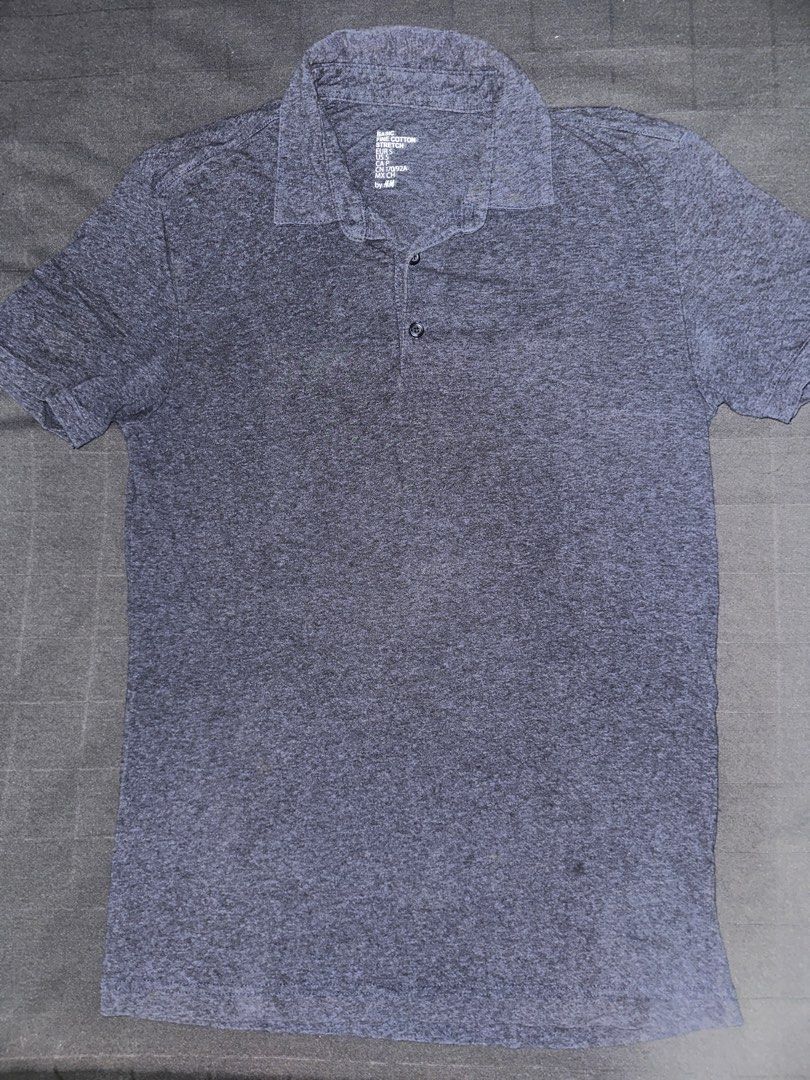 H M basic fine cotton stretch collared shirt Men s Fashion Tops Sets Tshirts Polo Shirts on Carousell