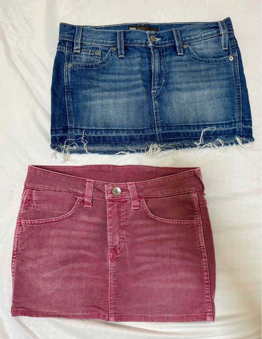 Levi s Wrangler Blue Pink Denim Skirt Mini skirts