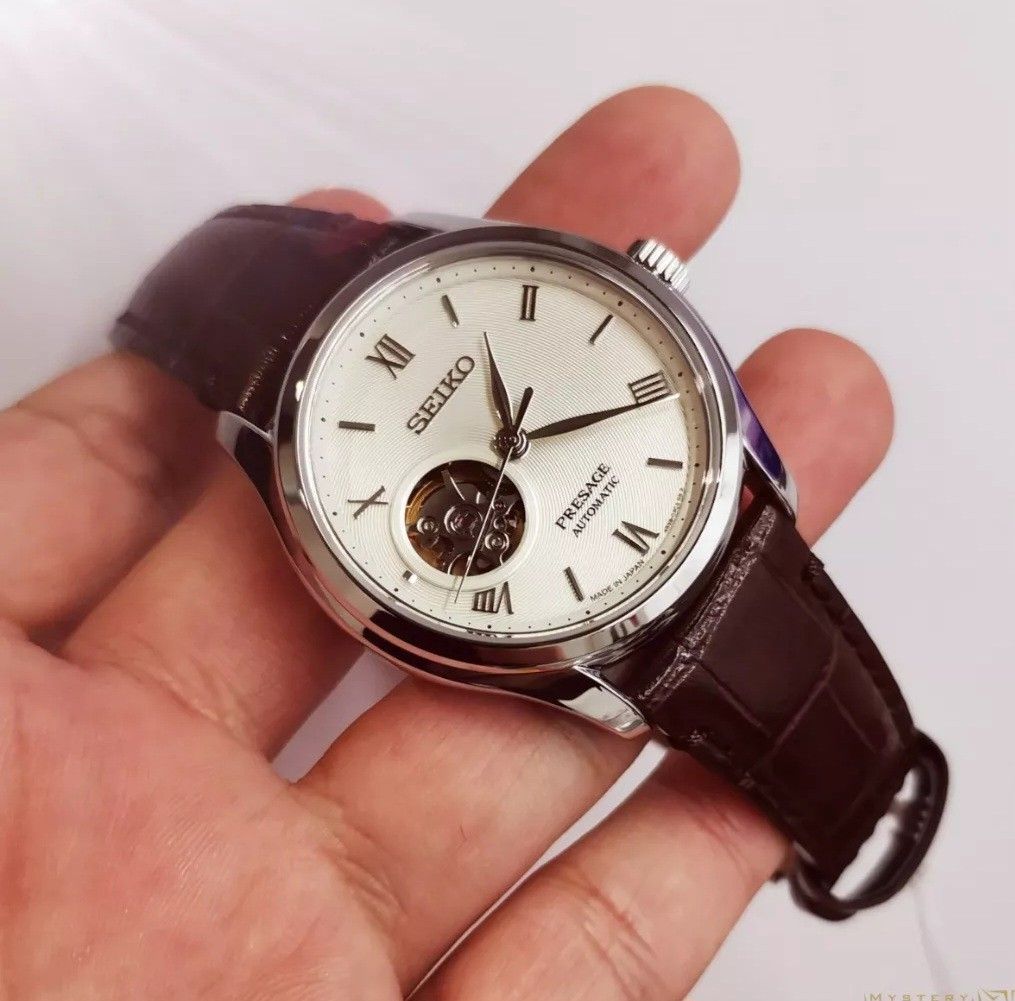 Lowest Price SEIKO PRESAGE ZEN GARDEN SSA413 Men s Unisex Automatic Open Heart White 38mm Dial Calf Leather Stap Watch ssa413 ssa413j ssa413j1