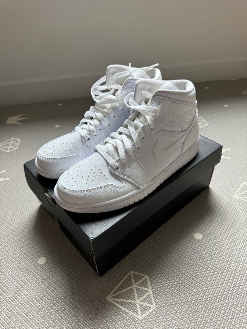 jordans mid triple white