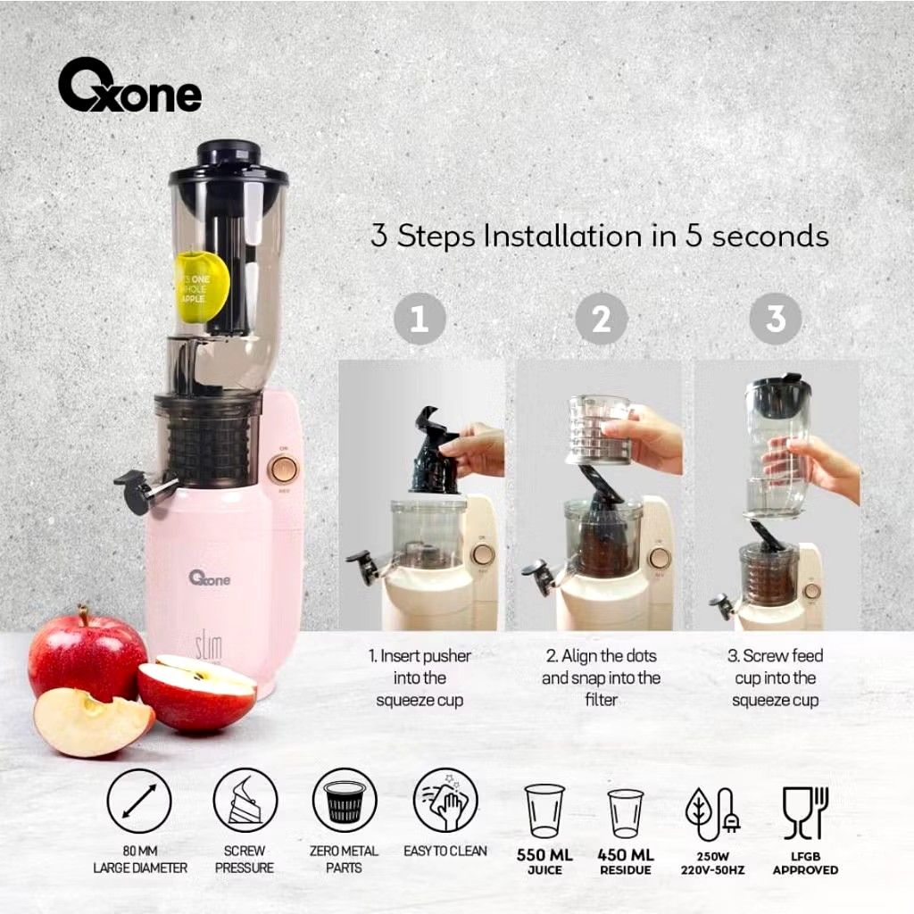 OXONE OX775 Slim Deluxe Compact Slow Juicer Slow Juicer Zero Metal Kitchen Appliances di Carousell