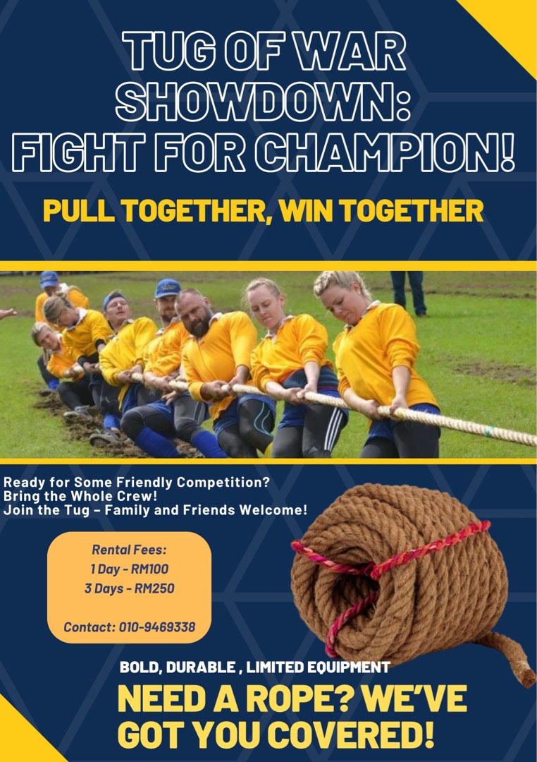 [RENTAL/SEWA] Tug of War Rope/Tarik Tali (Competition Grade), Sports ...