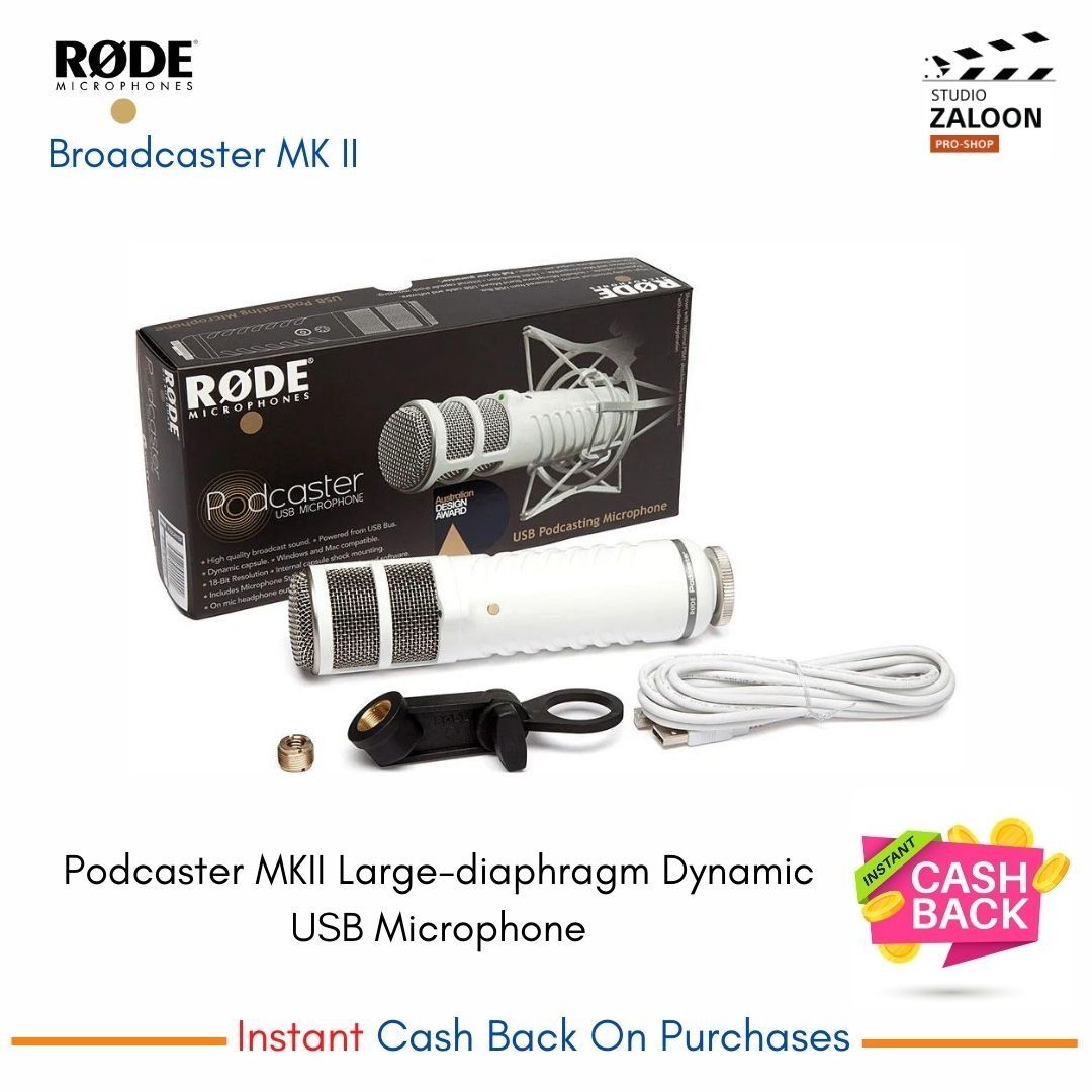 Rode Podcaster MKII Large Diaphragm USB Dynamic Broadcast Podcast Mic ...