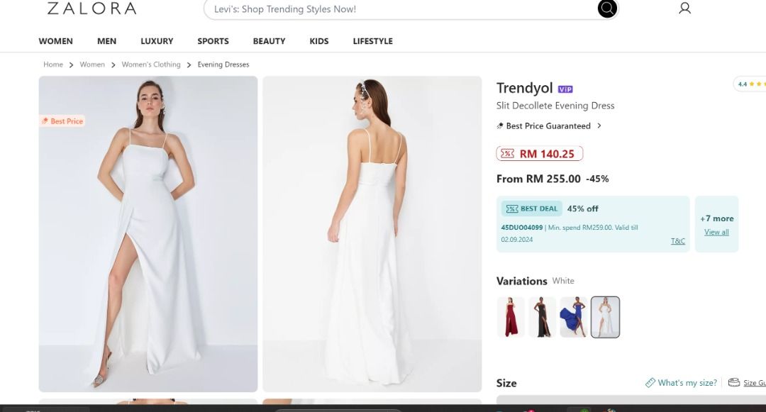Royal blue a line high slit gown. BN with tags from Trendyol, Women's ...