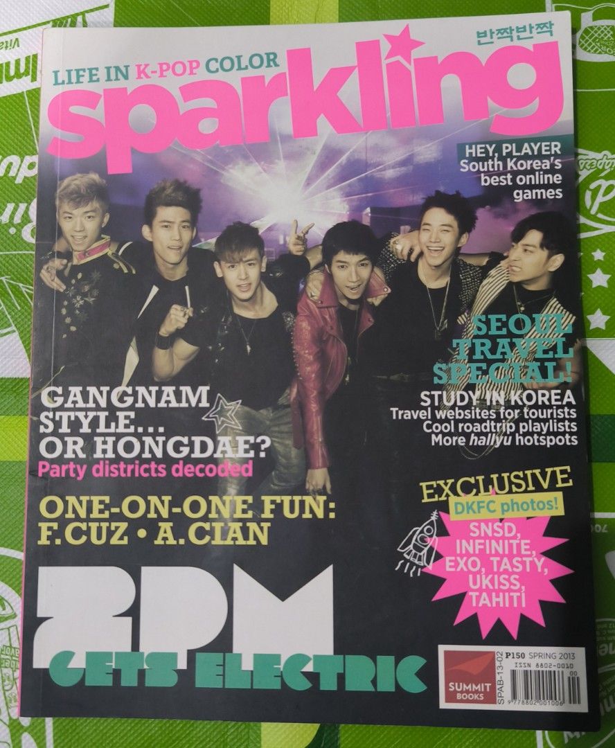 Sparkling Magazine - 8 issues (sold as set) (Category: Magazines) located in Manila. Submitted by dorothyeni05231 (Listing ID 1322486817, Image 1). Description: Sparkling Magazine by Summit Media 8 Issues Sold as set Winter 2013 (Girls Generation and Lee Min Ho) Spring 2013 (2PM and Park Shin Hye) Fall 2012 (Bigbang and Sandara Park) Summer 2012 (Jay Park and SHINee) Spring 2012 (ZE:A and IU) Winter 2012 (TVXQ and KARA) April 2011 (Kyu Jong and Y