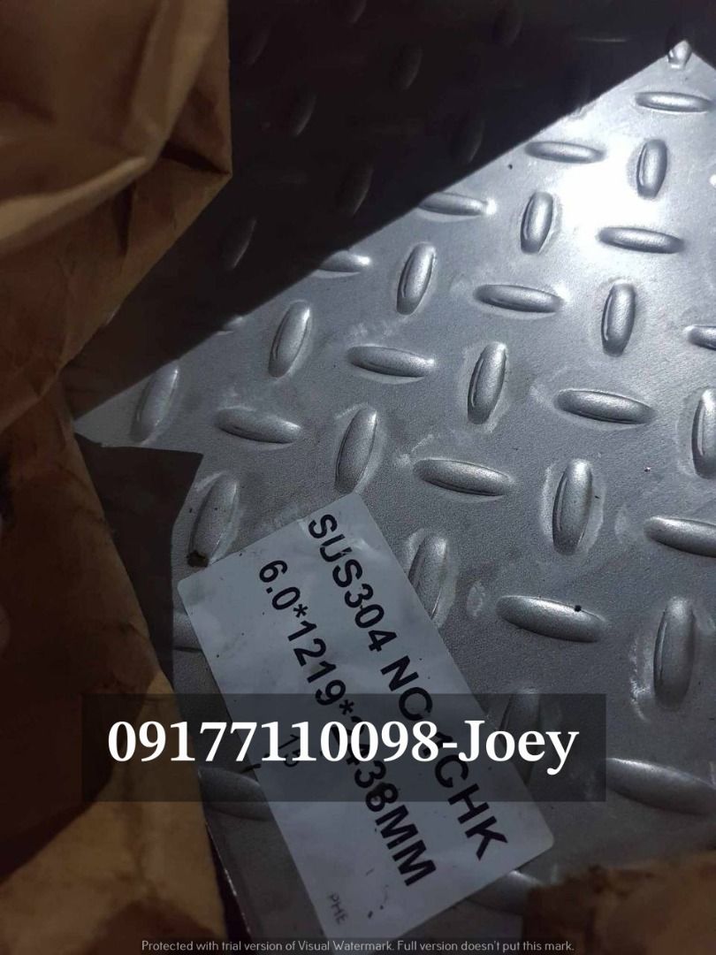 Stainless Checkered Plate (Category: Construction & Building Materials) located in Manila. Submitted by joeyroque09 (Listing ID 1322438059, Image 1). Description: Item: stainless checked plate Specs: 6mm 4x8 Price: 28,950/pc .