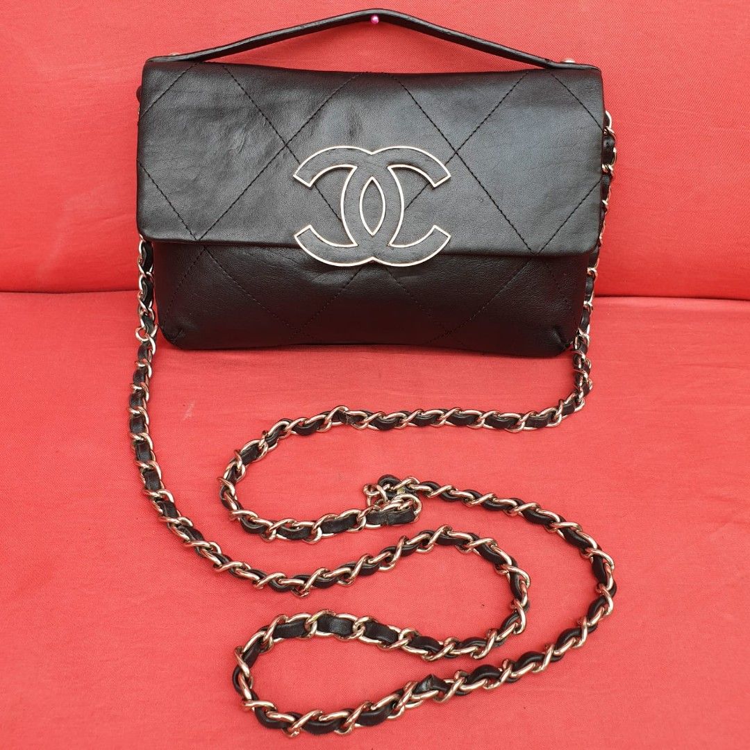 Tas Chanel Sling Bag Selempang Hitam Kulit Asli Tali Rantai Fesyen Wanita Tas Dompet di Carousell