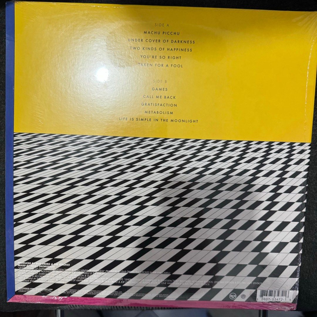 The Strokes - Angles Vinyl/Plaka LP Album (Category: Vinyls) located in Trece Martires City. Submitted by jaimeeeeeee (Listing ID 1322437671, Image 2). Description: PLEASE READ The Strokes – Angles Brand new (Sealed) - 10/10 TRACK LIST A1 Machu Picchu 3:32 A2 Under Cover Of Darkness 3:57 A3 Two Kinds Of Happiness 3:44 A4 You’re So Right 2:34 A5 Taken For A Fool 3:25 B1 Games 3:53 B2 Call Me Back 3:03 B3 Gratisfaction 2:59 B4 Metabolism 3:05 B5 Li