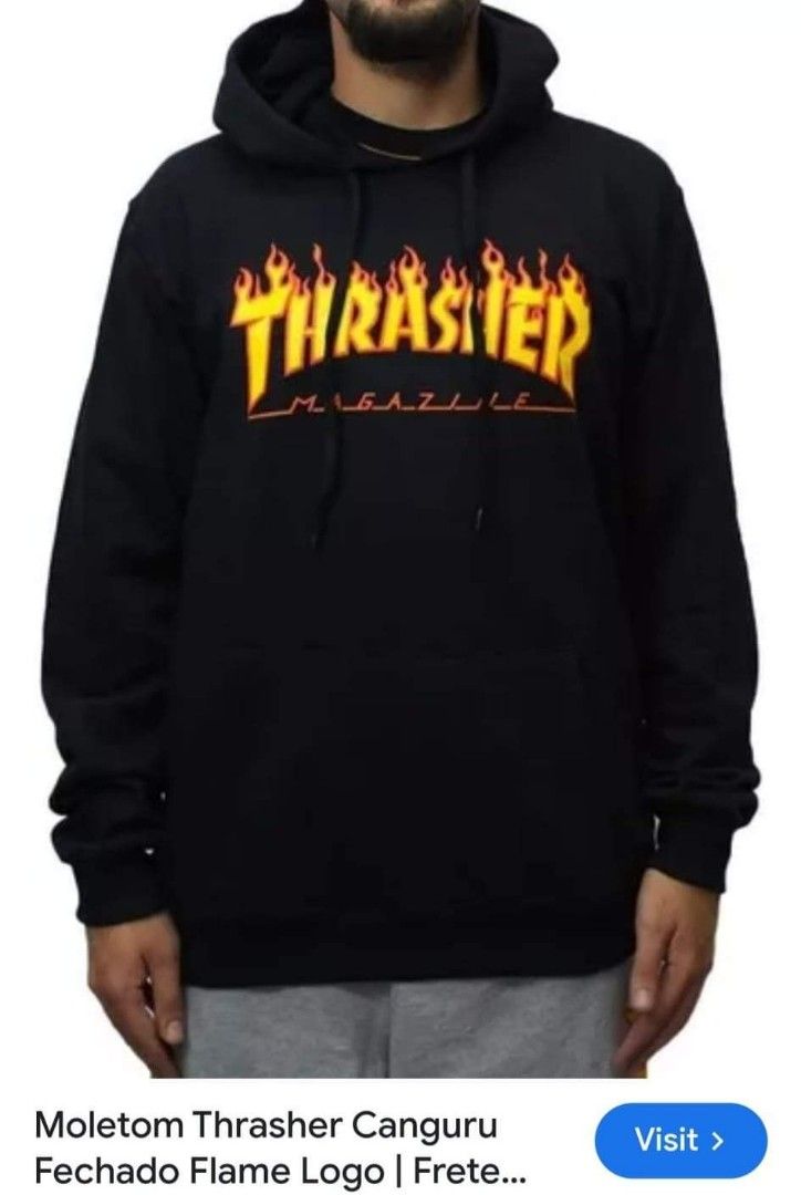 THRASHER 🔥 Flame Logo Hoodie Jacket (Category: Coats, Jackets and Outerwear) located in Pagadian. Submitted by angelcanzado (Listing ID 1322392296, Image 3). Description: THRASHER 🔥 Flame Logo Hoodie Jacket Excellent Condition Complete Tags Good as new kaau ni Color rate: 9.9/10 very black Large - XL Dimes 27½ × 25 🏷1250 shipped.