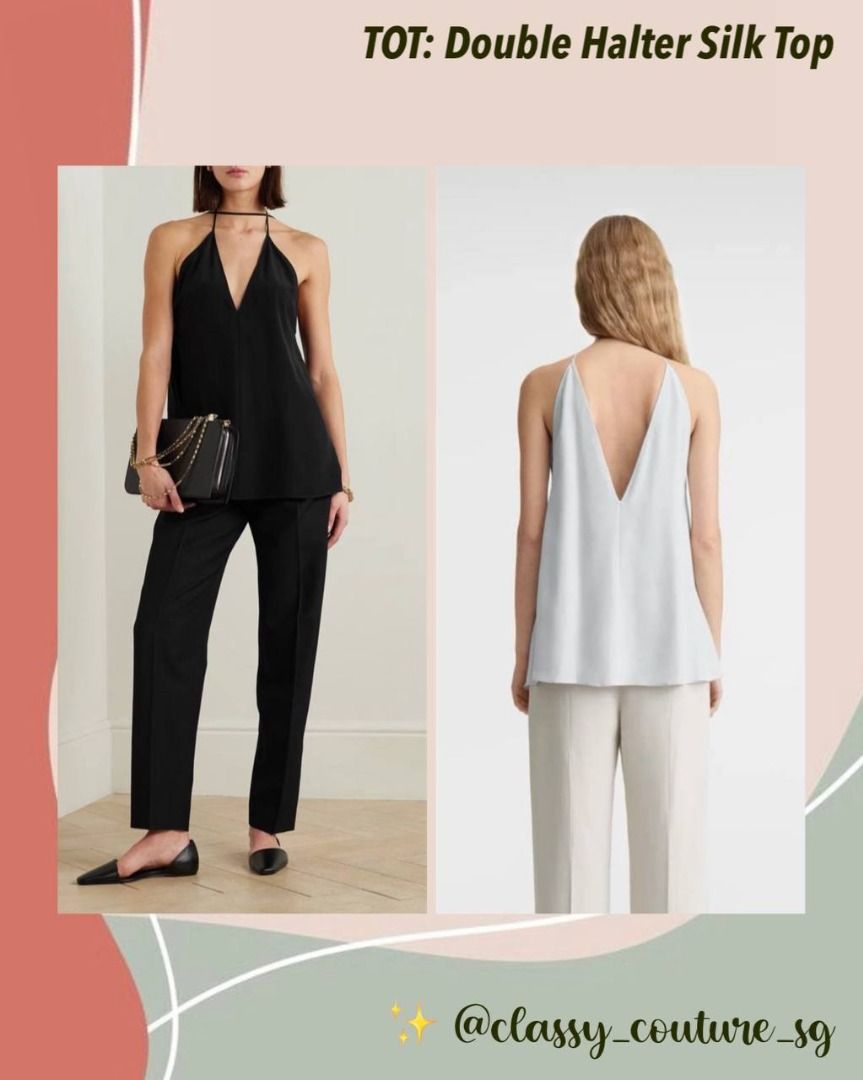 トーテムスウェーデン Toteme Double-Halter Silk Top TOTEME Double-Halter Silk Top | Grey | FARFETCH