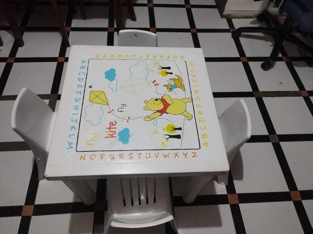 Uratex kid table and chairs Study table with laminated ABC design