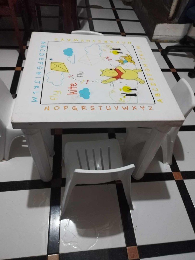 Uratex kid table and chairs Study table with laminated ABC design
