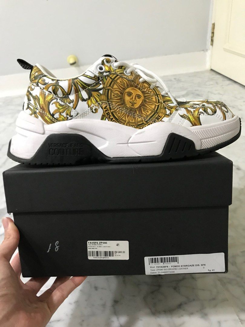 Versace Jeans Couture Mens baroque logo with gold Sun printed Sneaker Men s Fashion Footwear Sneakers on Carousell