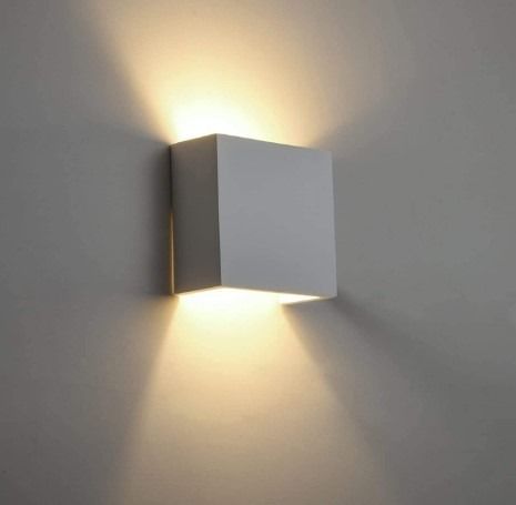 Wall Light White Plaster Ceramic Up and Down Light DECKEY includes G9 3.8W Warm White LED bulb bulb can be replaced
