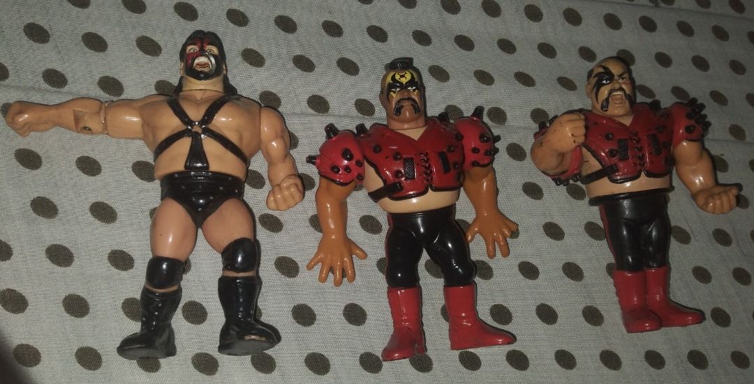WWE WWF vintage hasbro wrestler figures (Category: Action & Battle Toys) located in Manila. Submitted by paksiwtokwa.paksiwtokwa (Listing ID 1322435673, Image 1). Description: For sale Vintage WWF hasbro wrestlers Legion of Doom Hawk (glued right arm.gimmiick working) Animal (brooken 2 fingers. Gimmick not working) Demoliition Crush (gluued right elbow.gimmick working) Set for 2000php.FIXED PRICE Pick up project 8 Q.C..