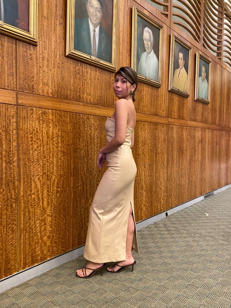 Zara cream leather dress store