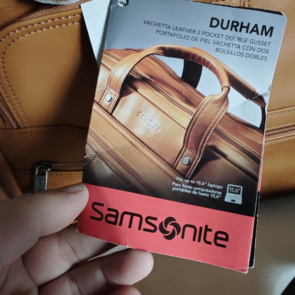 美國Samsonite 啡色牛皮DURHAM 名牌, 手袋