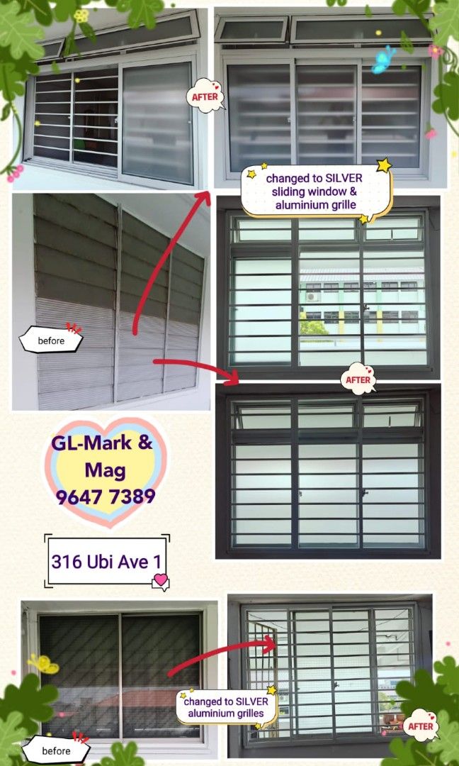 Aluminium Windows and aluminium grilles for HDB62863092707713116