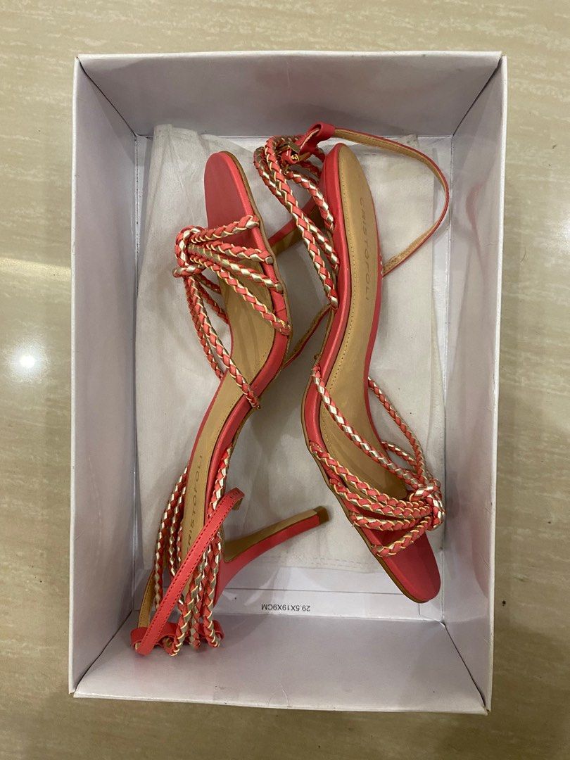 Authentic Cristofoli Heels pink and gold (Category: Heels) located in Paranaque City. Submitted by mavlyf (Listing ID 1322716416, Image 1). Description: Authentic Cristofoli Brazil shoes Salmon Pink and Gold Perfect for parties and events Sex and the City vibes! Very Carrie Bradshaw Comfortable Never worn just stored. Designer heels. I just love buying new shoes. Negotiable. Rush Sale Purchased in Rustan’s for 3,000.