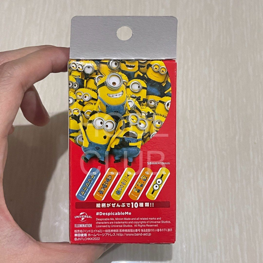 Bandaid minions 20pcs waterproof (Category: Medical Supplies & Tools) located in Manila. Submitted by hodlclub (Listing ID 1322657579, Image 2). Description: 10 different designs in total Blocks water and bacteria but allows air and water vapor to pass through Special tape with excellent elasticity Specially treated pads that are resistant to scratches From Japan On hand Available.