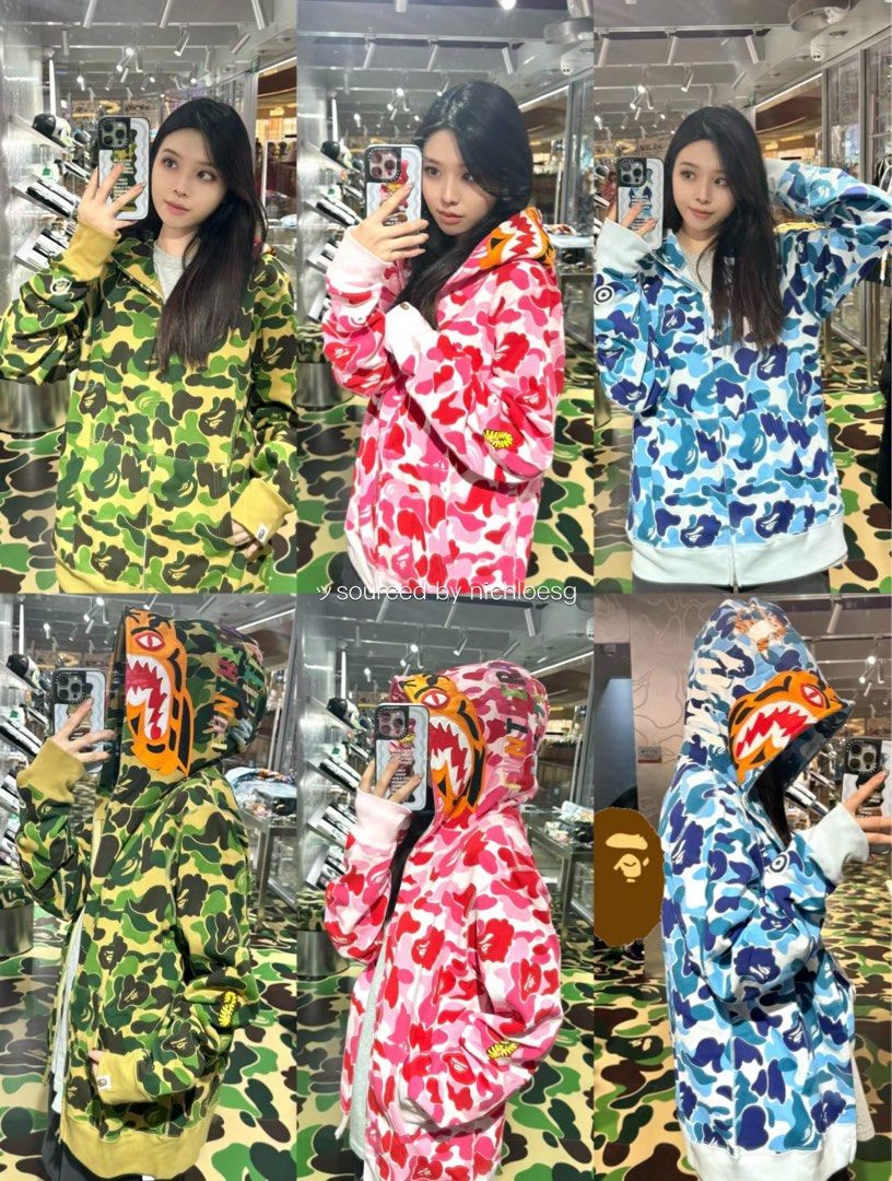 Bape abc camo tiger full zip hoodie pink online