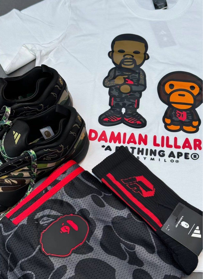 BAPE DAMIAN LILLARD DAME9 TEE SHORTS, Men's Fashion, Tops Sets