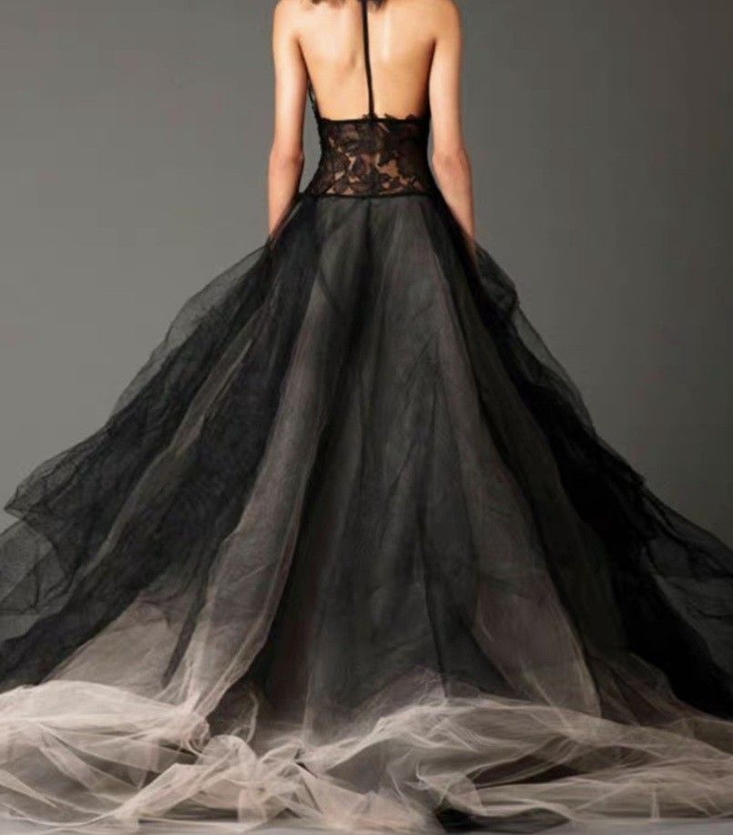 black gown wedding dress cool punk style, Women's Fashion, Dresses & Sets, Evening  Dresses & Gowns on Carousell