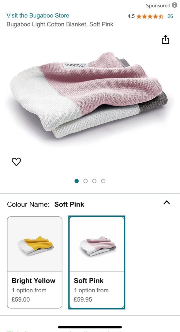Bugaboo light cotton blanket soft pink Carousell