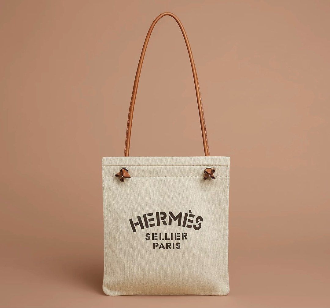 HERMES布袋Aline sellier paris 米白色帆布全新, 女裝, 手袋及銀包, 單  