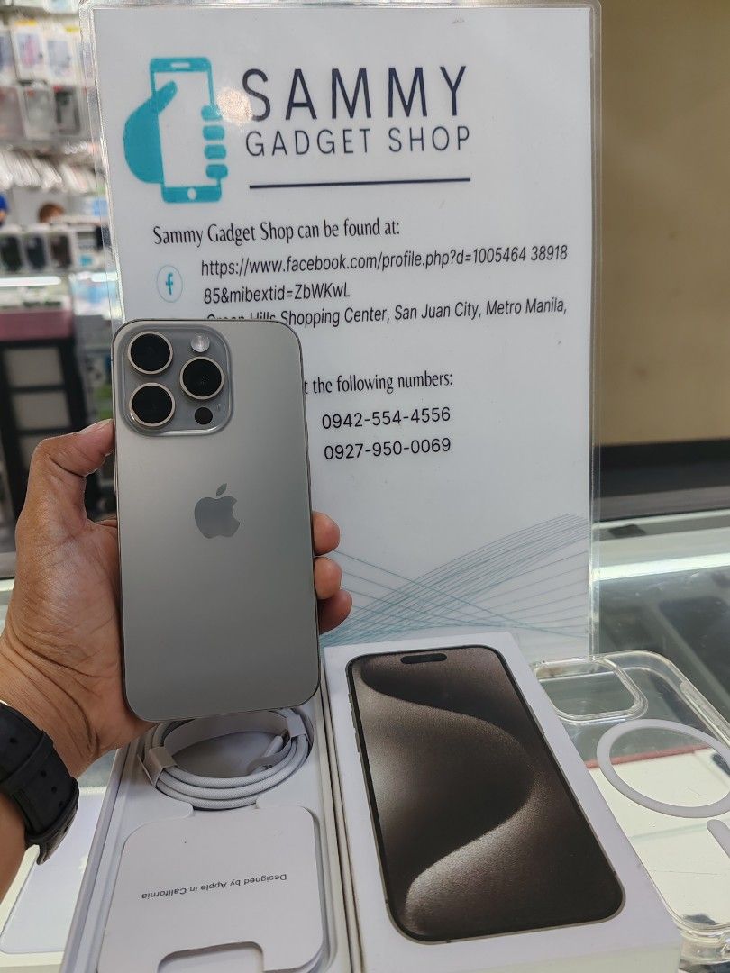 Iphone 15pro 256 hk (Category: iPhone 15 Series) located in Quezon City. Submitted by ronalynac40976 (Listing ID 1322596168, Image 1). Description: iphone 15pro hk 256 Apple genuine parts display 92% Batteri health good condition with box, usb, glass, case pick up store in greenhills shopping center we ship nationwide via (lbc) we accept creditcard installment+% we accept ggives+% dm or call for fast transaction 09279500069/09425544556 Located @ 