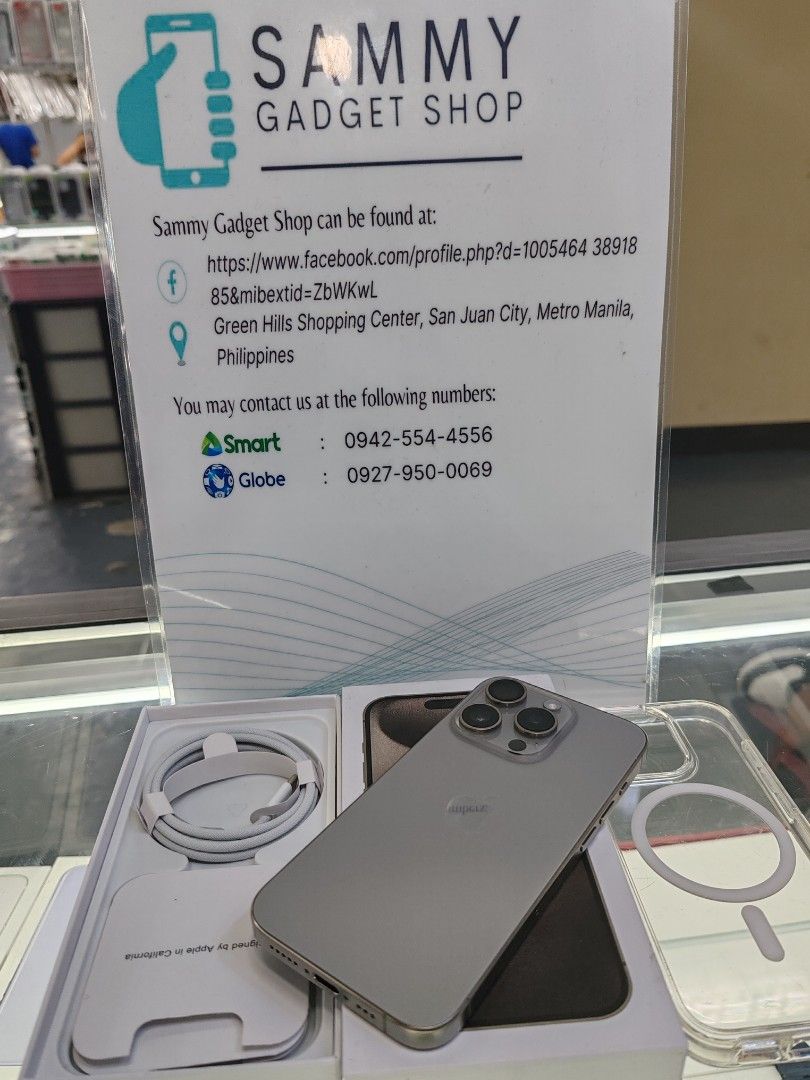 Iphone 15pro 256 hk (Category: iPhone 15 Series) located in Quezon City. Submitted by ronalynac40976 (Listing ID 1322596168, Image 2). Description: iphone 15pro hk 256 Apple genuine parts display 92% Batteri health good condition with box, usb, glass, case pick up store in greenhills shopping center we ship nationwide via (lbc) we accept creditcard installment+% we accept ggives+% dm or call for fast transaction 09279500069/09425544556 Located @ 