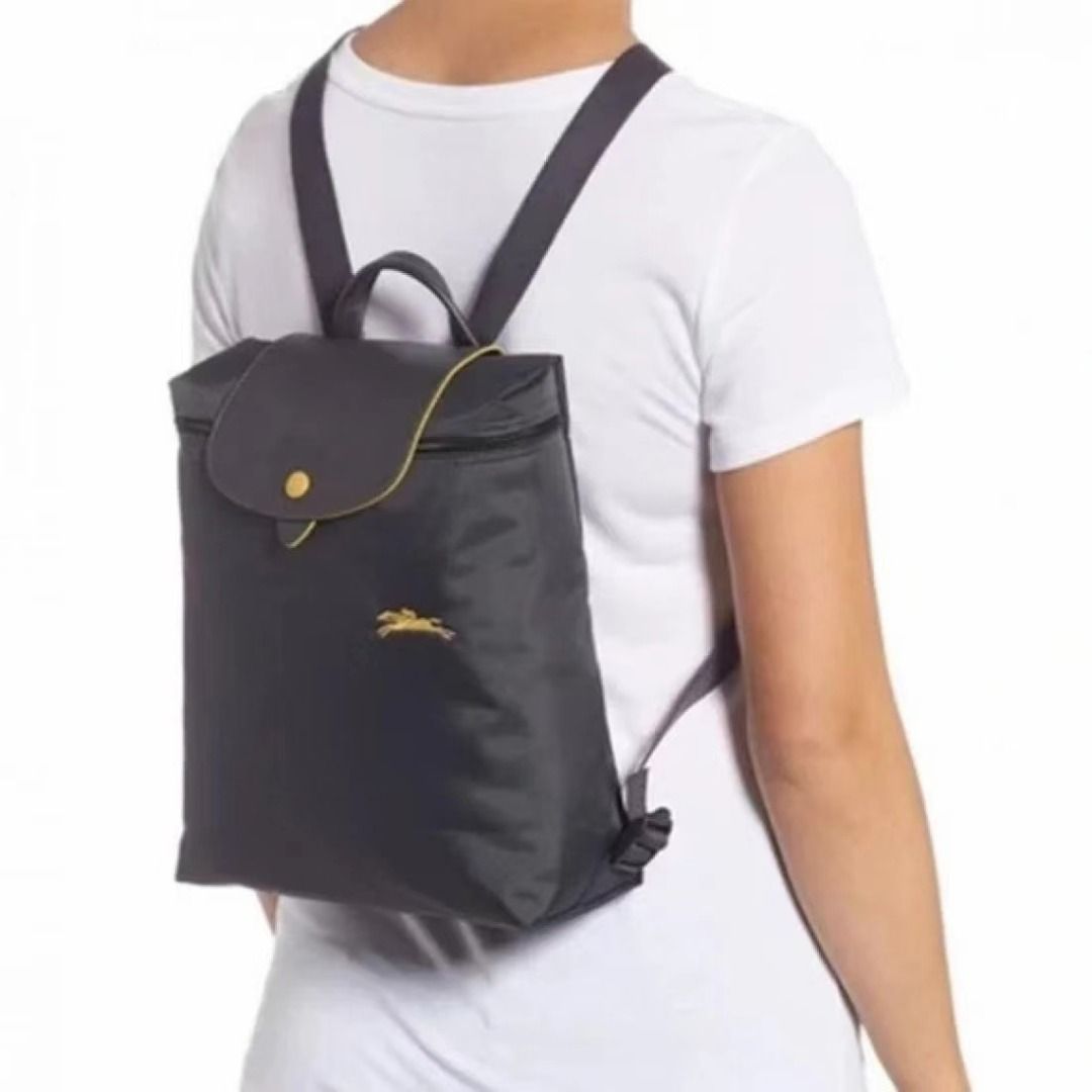 Luxuco Longchamp Le Pliage Green M Backpack Gun Grey L1699619300