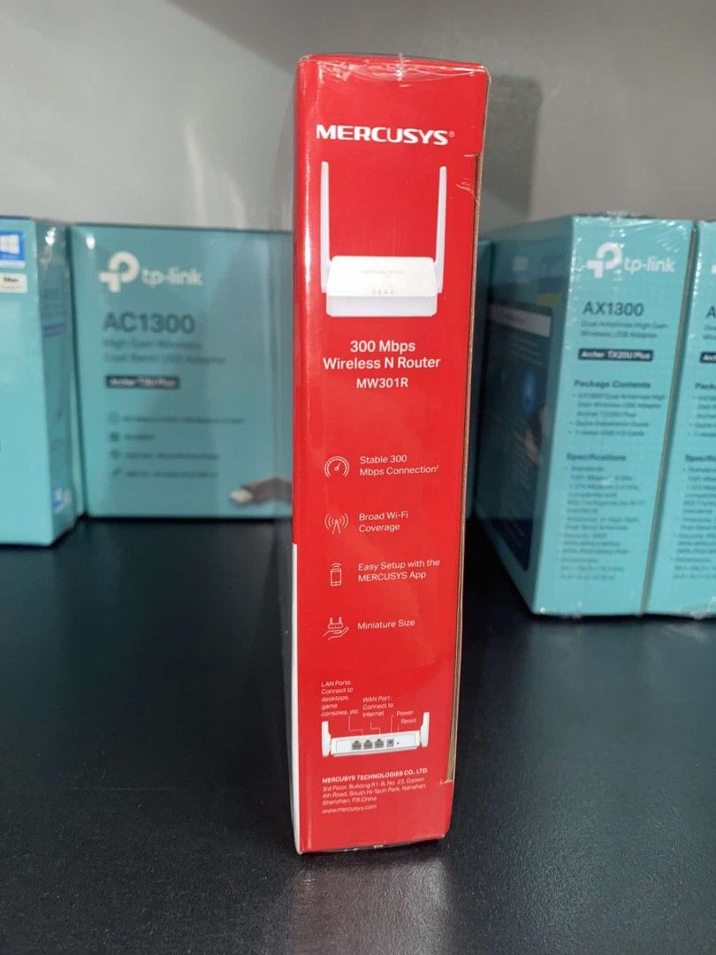 Mercusys MW301R 300Mbps Wireless N Router (Category: Networking) located in Pasig City. Submitted by techubstoreandaccessories (Listing ID 1322728743, Image 3). Description: Mercusys MW301R 300Mbps Wireless N Router Ready for Pick Up / Delivery ‼️ 📌 DETAILS: ✅Actual Picture Posted. ✅BRAND NEW & ORIGINAL. ✅7 Days Replacement for Factory Defects and 1year Warranty. (Terms and conditions apply) --------------------------------------- PAYMENTS/DELIV