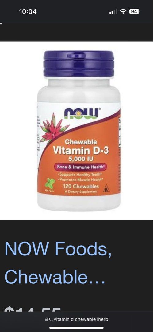 Now Foods Vitamin D3 5,000 IU Chewables 120s, Health Nutrition