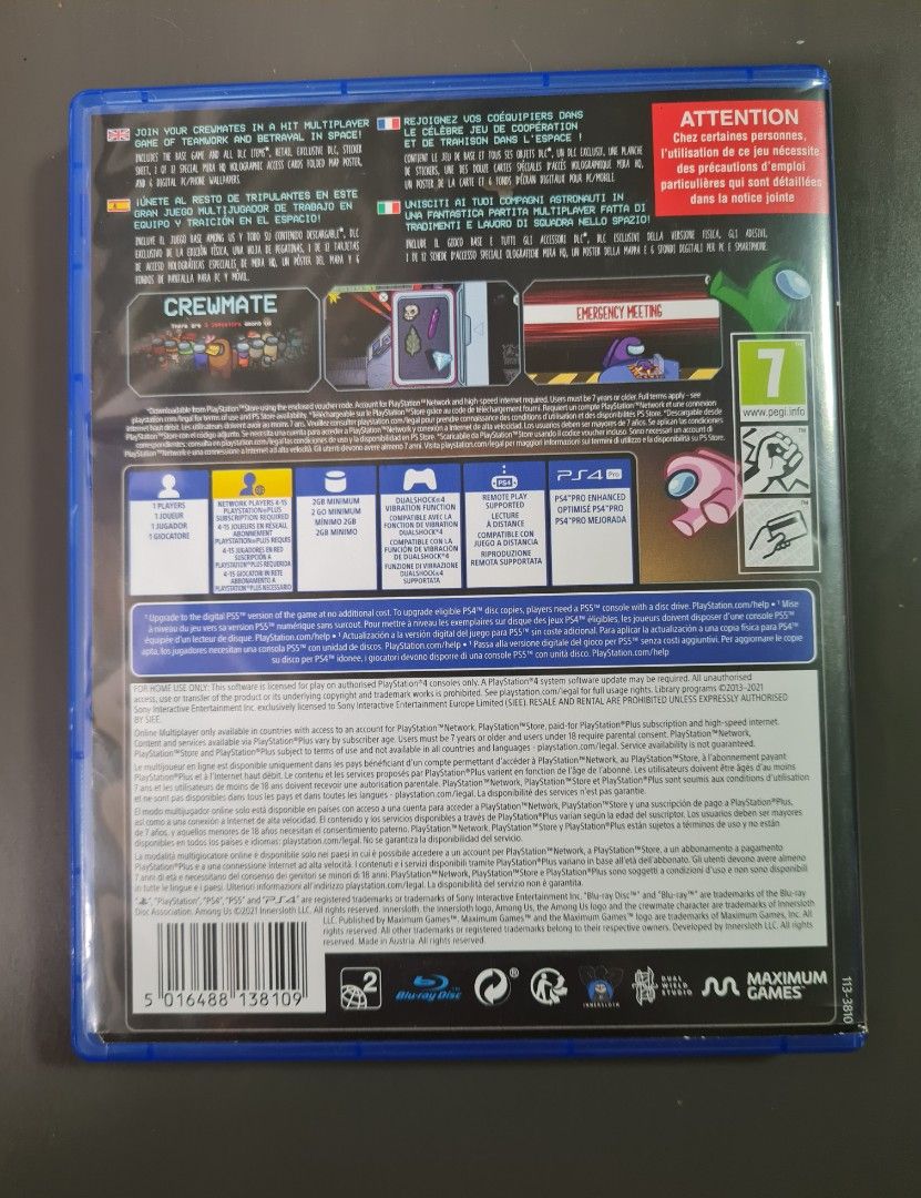 PS4 Among Us Crewmate Edition (Category: PlayStation) located in Las Pinas. Submitted by thegentlethread (Listing ID 1322573424, Image 2). Description: -selling to the lowest price na -never had a chance to play this -redeem codes not use -gcash or bpi online only -80 mm 140 provincial via gogoxpress.