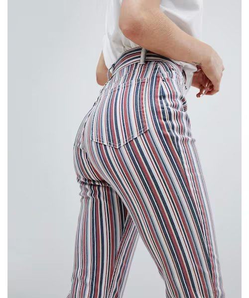 Pull Bear Skinny Stripe Jeans Women s Fashion Bottoms Jeans Leggings on Carousell
