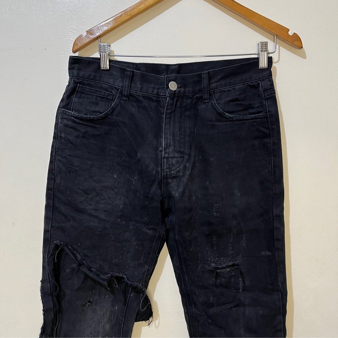 Raf Simons Double Layer Destroyed Jeans (Category: Jeans) located in Calamba. Submitted by lgnhustler_18 (Listing ID 1322581576, Image 2). Description: Raf Simons Double Layer Black and White Destroyed Jeans Size XS on tag Waist Size: 30 (15 inches) Hip: 20.3 inches Front Rise: 10.5 inches Back Rise: 13 inches Length: 42 inches Inseam: 31 inches Thigh: 11.5 inches Leg Opening: 7 inches Very Good Condition Need Wash!.