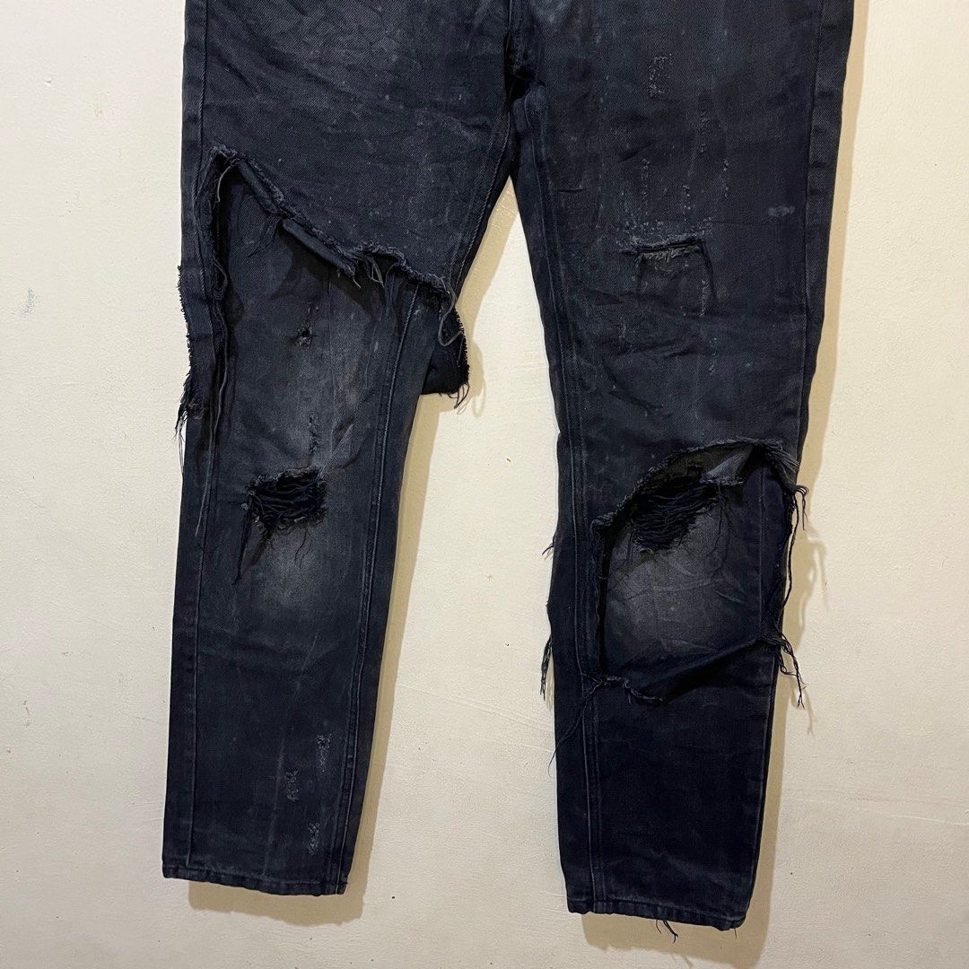 Raf Simons Double Layer Destroyed Jeans (Category: Jeans) located in Calamba. Submitted by lgnhustler_18 (Listing ID 1322581576, Image 3). Description: Raf Simons Double Layer Black and White Destroyed Jeans Size XS on tag Waist Size: 30 (15 inches) Hip: 20.3 inches Front Rise: 10.5 inches Back Rise: 13 inches Length: 42 inches Inseam: 31 inches Thigh: 11.5 inches Leg Opening: 7 inches Very Good Condition Need Wash!.