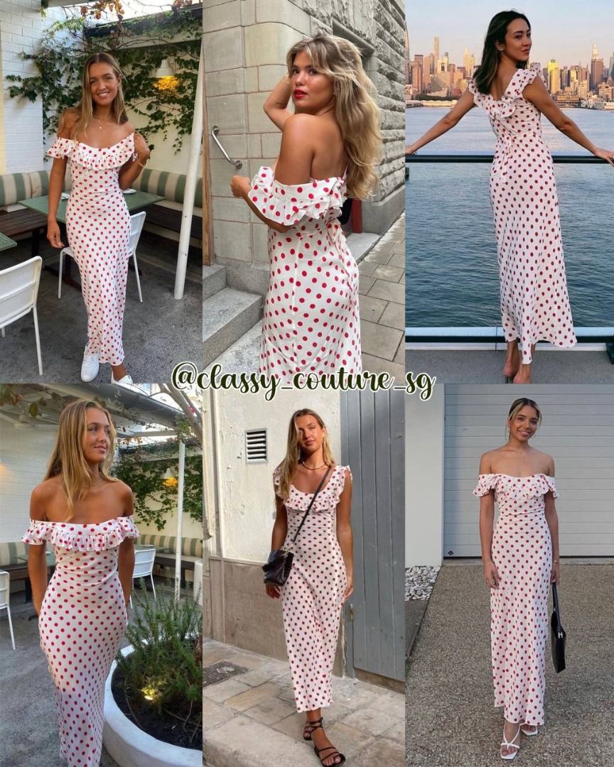 Realisation Par Claudia Silk Maxi Dress in Super Dot red white polka Women s Fashion Dresses Sets Dresses on Carousell