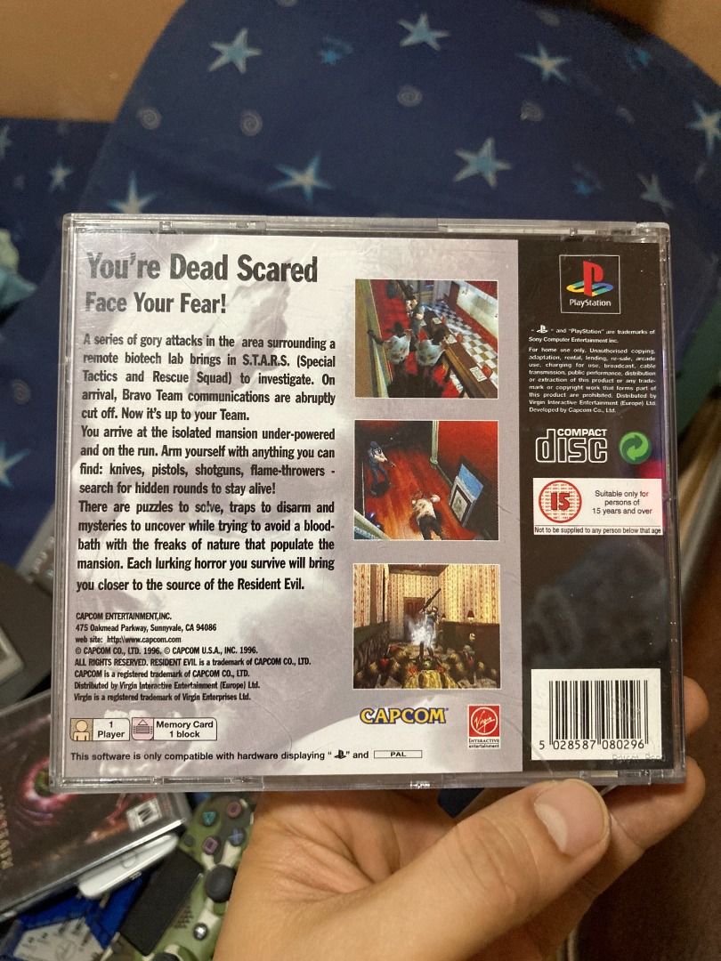 Resident Evil Playstation 1 PAL (Category: PlayStation) located in Manila. Submitted by hainanj (Listing ID 1322702392, Image 2). Description: Playstation 1 Resident Evil PAL, Preloved games, Bought in London Black Disc(Original) No issue Smooth yung CD Case have one dents Meet up: SM fairview, SM north.