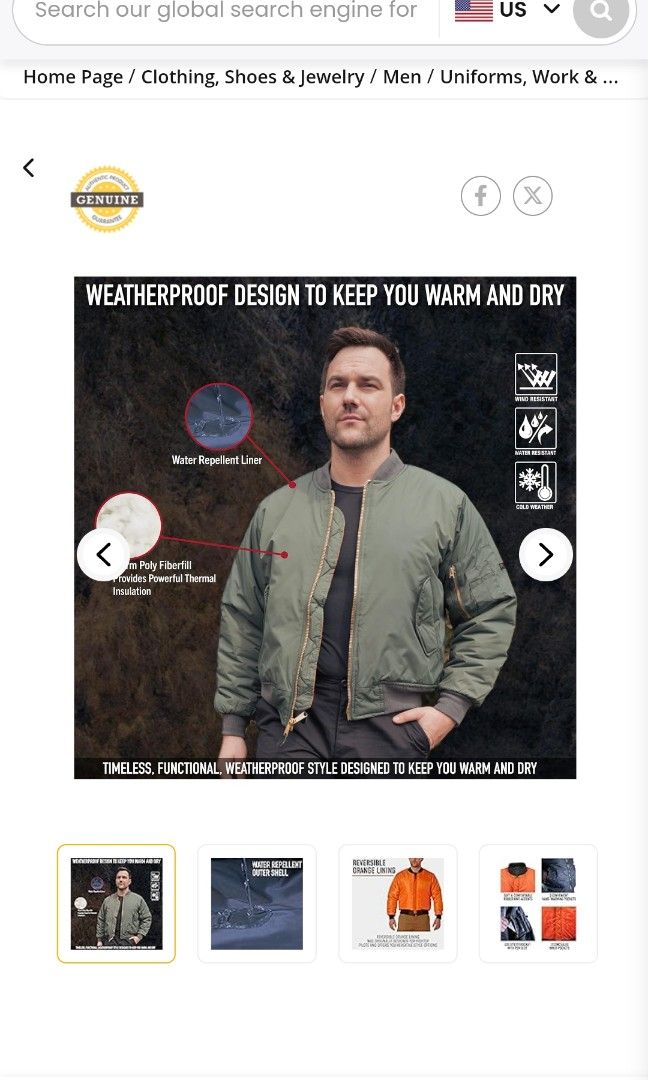 Rothco MA-1 Flight Jacket - Classic Military Bomber Jacket with Water Repellent Shell (Category: Coats, Jackets and Outerwear) located in Aloran. Submitted by freshpickz (Listing ID 1322586355, Image 3). Description: 24w25.5l check product description on pics no issues solid na solid.