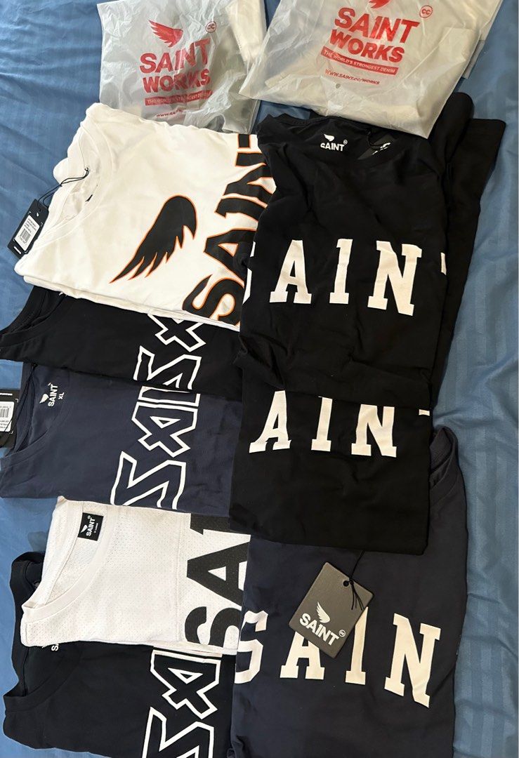 SA1NT Merch (Category: Tshirts & Polo Shirts ) located in Paranaque City. Submitted by listitwithb (Listing ID 1322587379, Image 1). Description: SA1NT MERCH Selling as set only. All brand new and with tags. What you will get: 6pcs Saint Shirts - 4 Large - 2 XL 2pcs XL longsleeves 2pcs Balaclava SRP: ₱1999-₱2599 each ‼️selling as bulk way below cost: ₱6000 only .