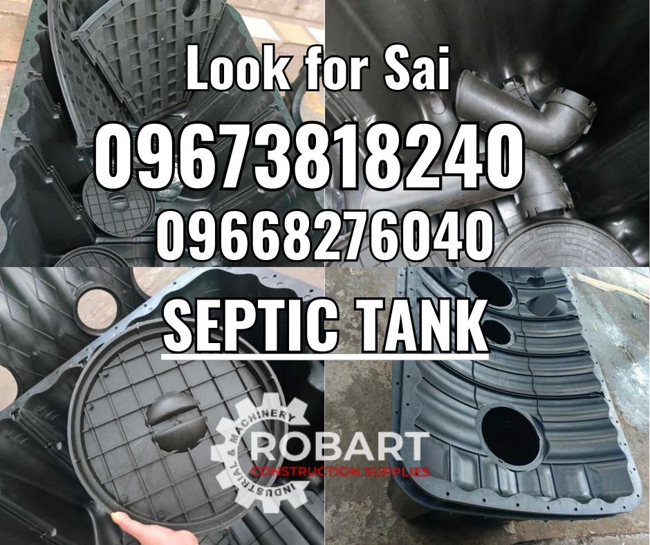 Septic Tank (Category: Construction Tools & Equipment) located in Manila. Submitted by robartehm (Listing ID 1322568005, Image 1). Description: Septic Tank SNSP1000 Capacity: 1000L ROBART CONSTRUCTION SUPPLIES For inquiries: For FAST TRANSACTION: Sai Robart - 09673818240 / 09662708706 Vbr: Robart Sai - 09673818240 sairobart3@gmail. com Office Address: 1405 Yuseco St. Sta. Cruz Manila 7746-6248, 7216-7605 ,7002-2872, 8-6363005 09351427044 09603947