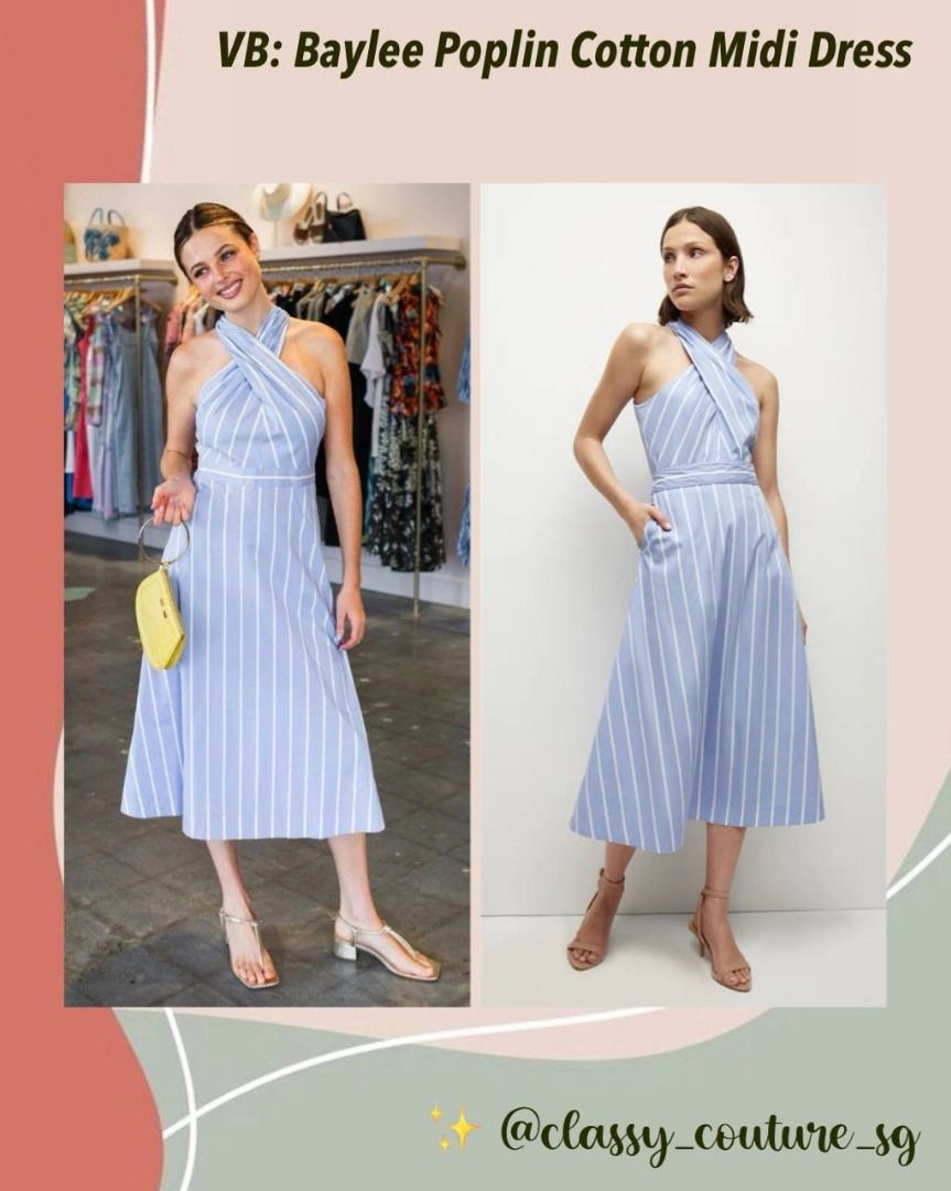 Veronica Beard Baylee Cotton-Blend Poplin Midi Dress in Hydrangea