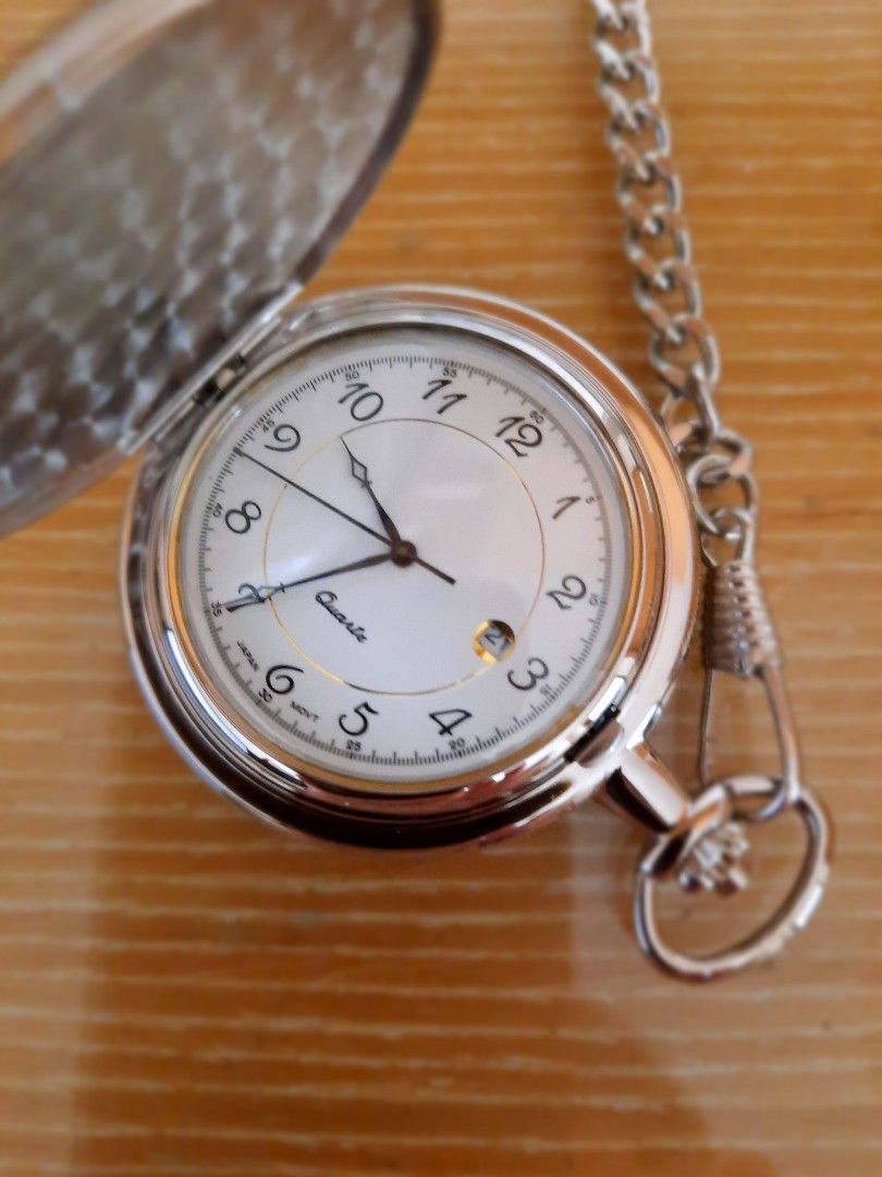 Vintage Pocket Watch in Silver Japan Movt Quartz Hobbies Toys Memorabilia Collectibles Vintage Collectibles on Carousell
