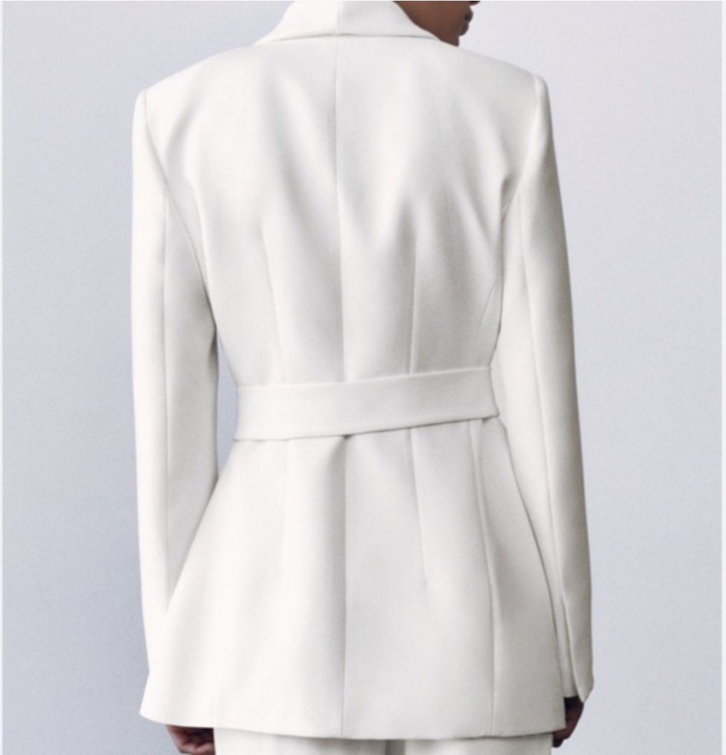 ZARA - Blazer shawl collar with belt (Category: Others Tops) located in Manila. Submitted by decluttering2k24 (Listing ID 1322644853, Image 2). Description: Bought November last year Used once (wedding) Cleaned (wash n dry) Large on tag, but i had it altered .