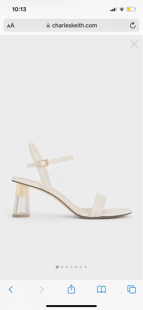 38) C&K Clear Trapeze Heel Sandals Chalk, Women's Fashion