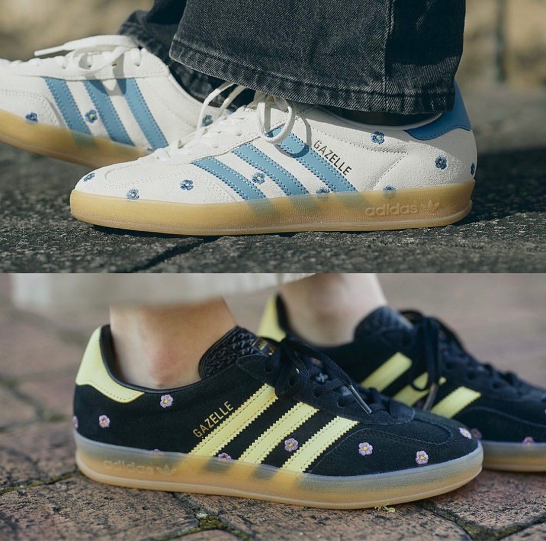 日本直送代購🇯🇵 Adidas GAZELLE INDOOR W刺繡花花（9/8日本發售）, 女裝, 鞋, 波鞋- Carousell