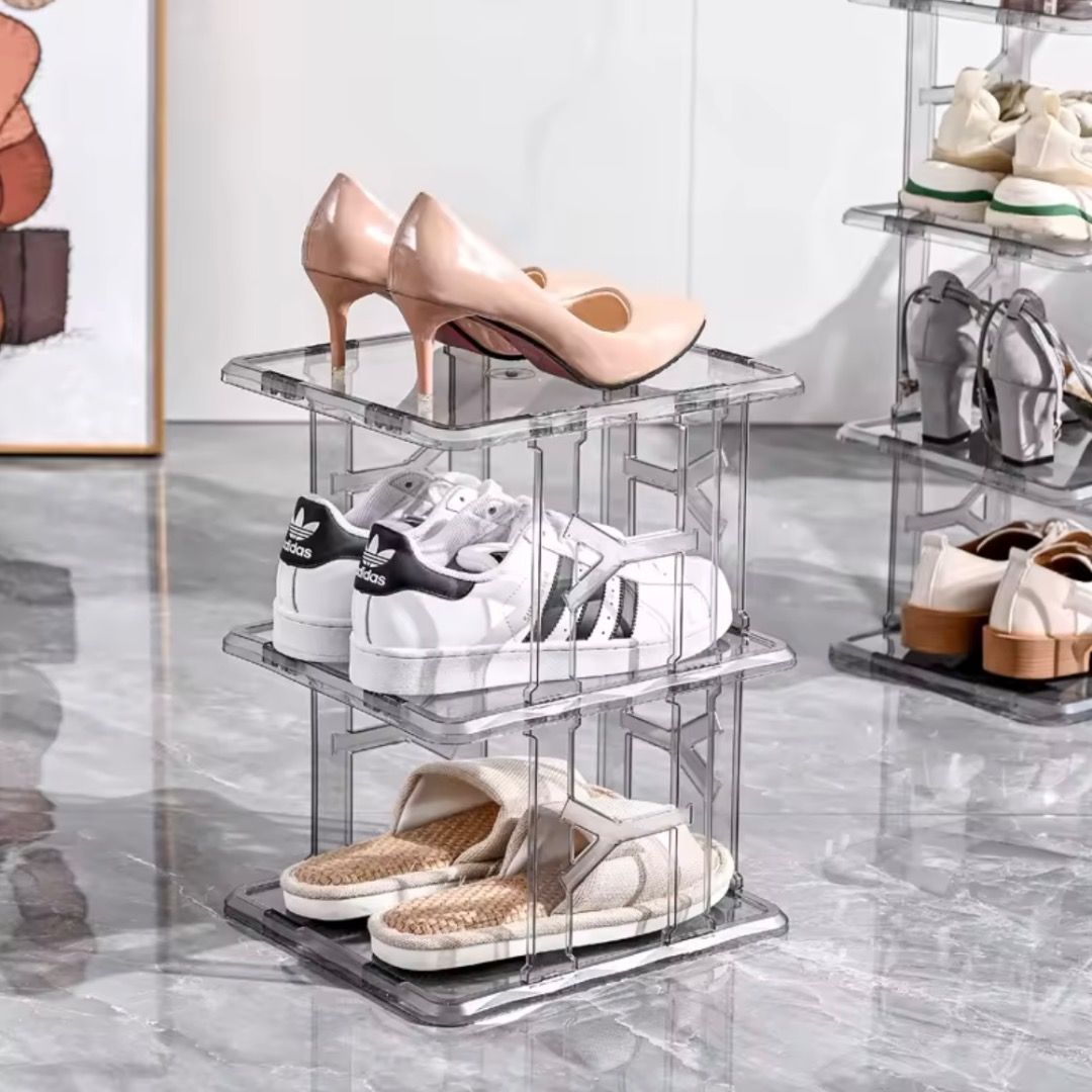 Acrylic Shoe Rack Multilayered Display Shelf Multilayered Shoe Rack Acrylic Shoe Cabinet Sneaker Display Shelf Living Room Organizer Shoe