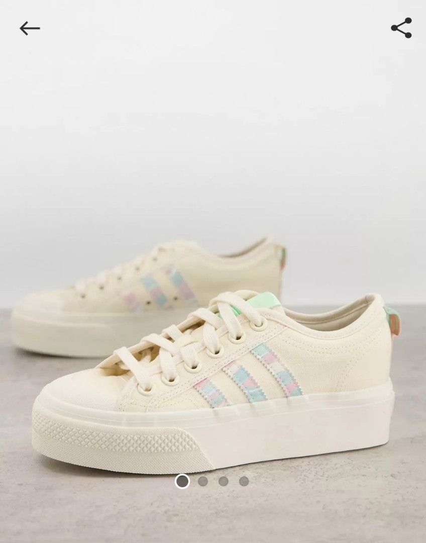 adidas gazelle silver green womens Adidas Nizza Platform Mid White Shoes (Size 38.5)